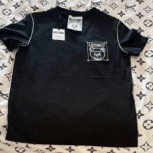 Moschino Kids Black Tee with White Accents